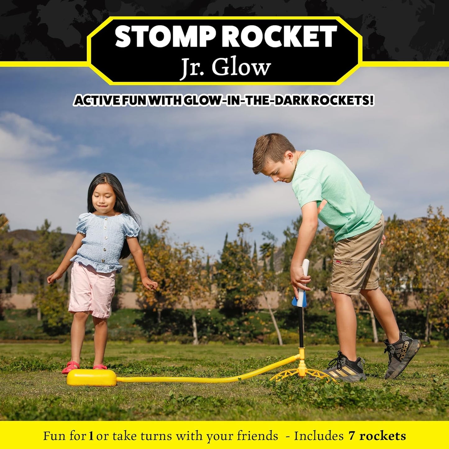 Glow in the Dark Rocket Launcher for Kids with Stand