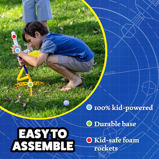 Glow in the Dark Rocket Launcher for Kids with Stand