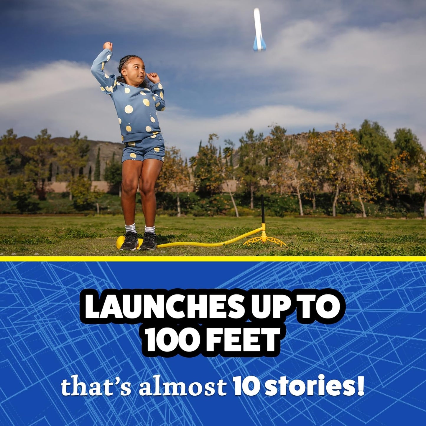 Glow in the Dark Rocket Launcher for Kids with Stand